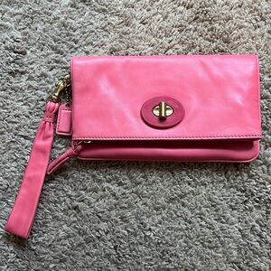 Pink Leather Coach Wristlet 💕